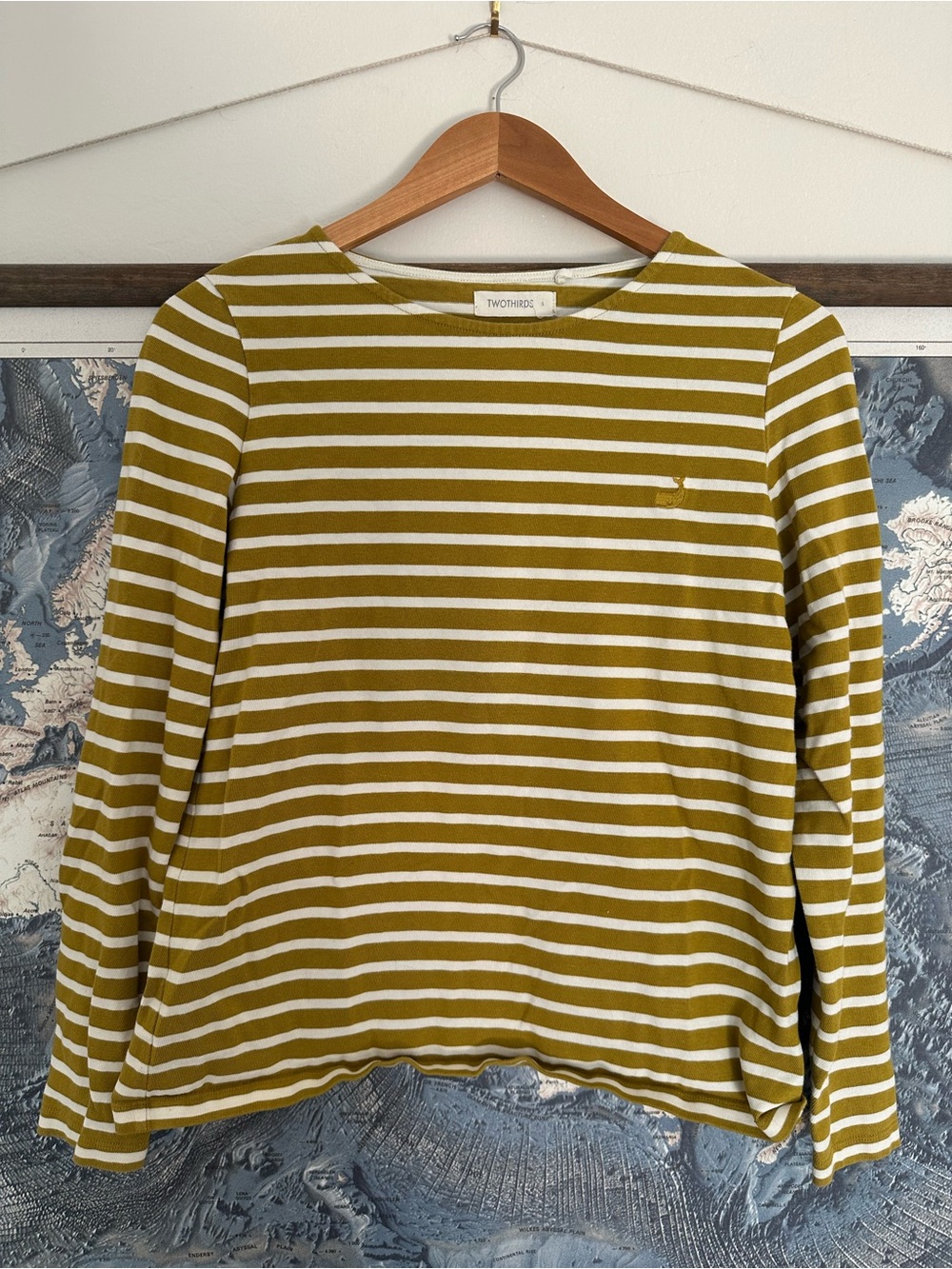 TWOTHIRDS Mustard & White Striped Long Sleeve Top Size Small